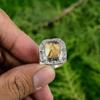 Natural Lemon Chrysoprase Statement Adjustable Ring 925 Silver For Women