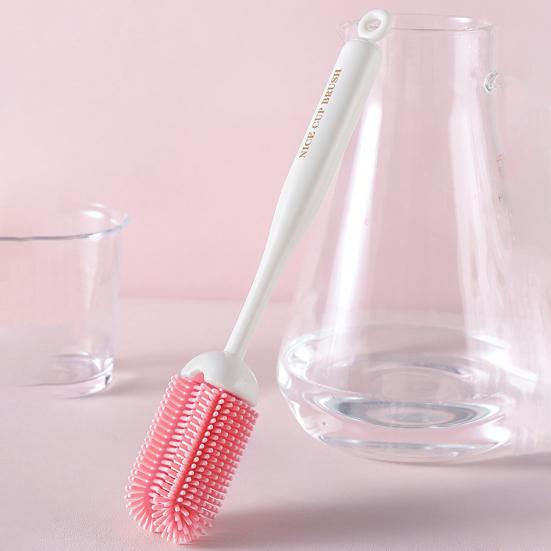 Cleaning Brush with Extended Handle Soft Food-Grade Silicone Head Baby Feeding Bottle Brush Family Bottle Cleaning Tool
