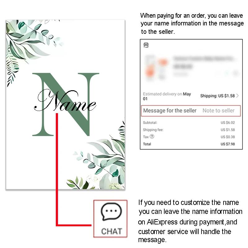 Forest Baby Personalized Name Green Canvas Painting Cartoon Animals Poster Children's Bedroom Wall Art Print Picture Room Decor