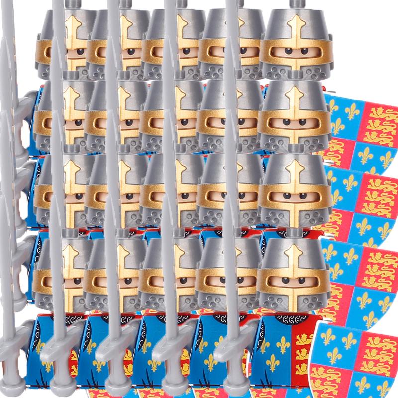 Military Building Blocks Medieval Solider Figures Gifts Toys Weapons Shield Holy Roman Saint Lazarus Jerusalem Knight Legion MOC