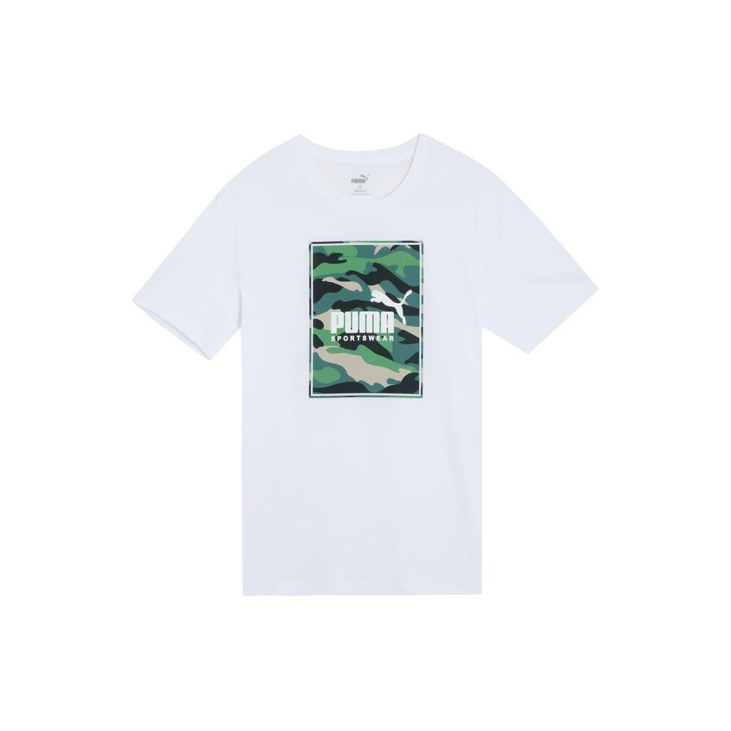 Puma Box Logo Camo Print Casual Crew Neck Short Sleeve T-Shirt Men T-Shirt White 683438-02