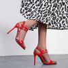 Neue hochhackige Sandalen Damen Sommer Römersandalen lässig Lackleder Gummi weiche Sohle Übergröße Schuhe feiner Absatz einfarbig Schnalle