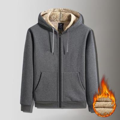 Autumn Winter Trendy Men's Fleece-Lined Thickened Sports Hoodie Plus Size Loose Casual Cardigan Jacket