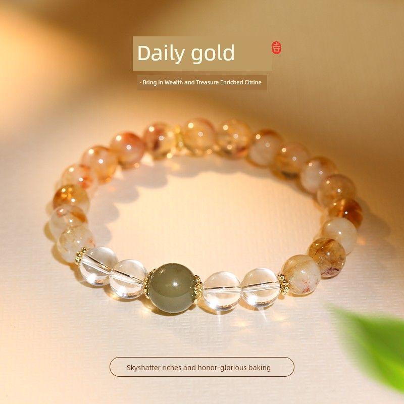 

Новый браслет в китайском стиле из цитрина, золотистого рутилового кварца, женский, необычный, привлекающий богатство и сокровище, с монетой для перевода, браслет из тигрового глаза, новинка 2025 года Citrine Bracelet ~ Good Luck