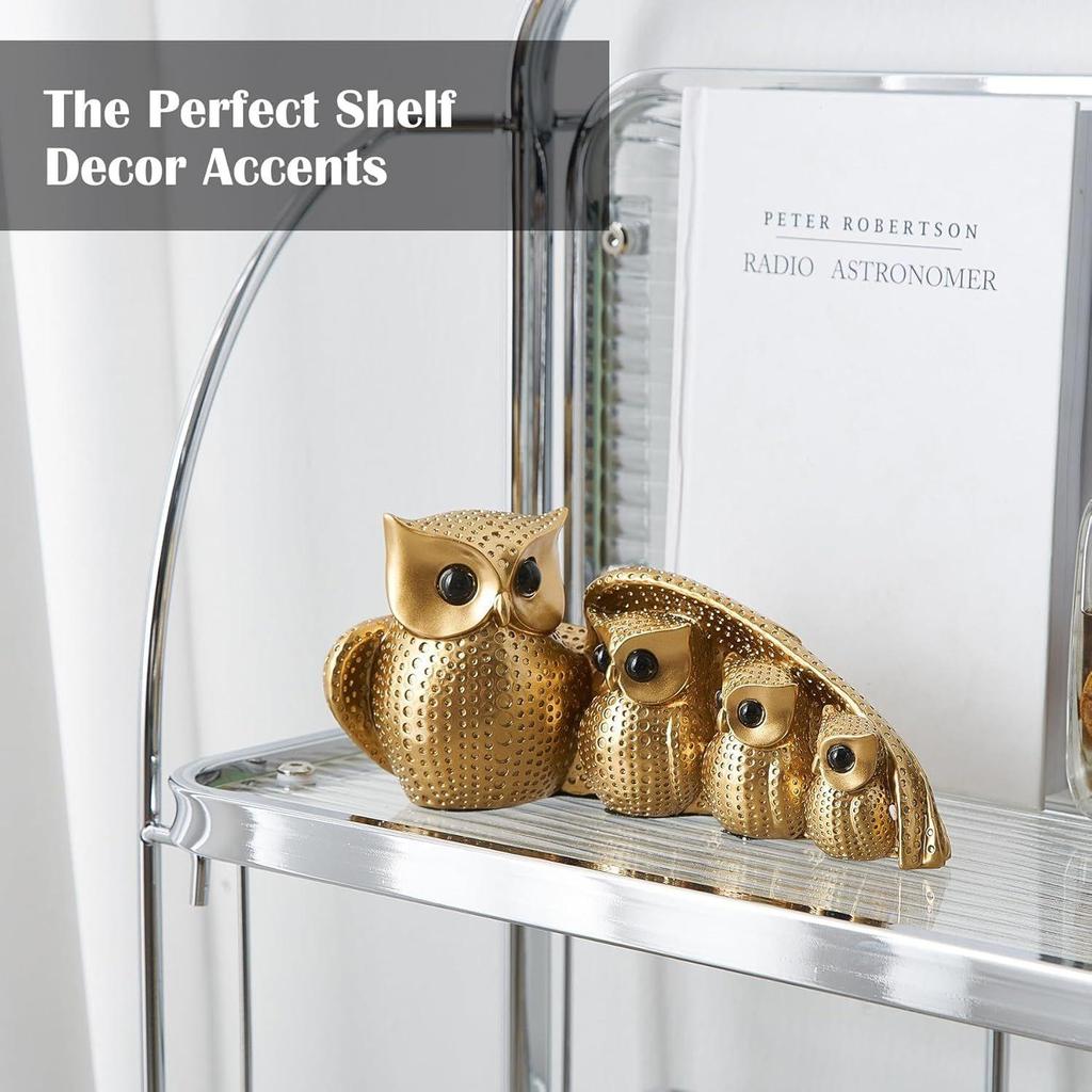 Golden Owl Family (Mother & Child) for Home Decor (Pack of 1, Golden)