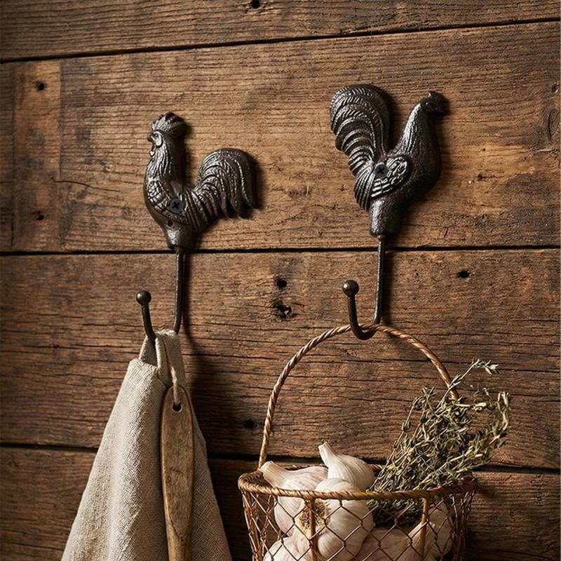 Decorative Iron Chicken Hook For Wall With Functional Storage Space Unique Animal Theme Entryway Hanger for Coat Key