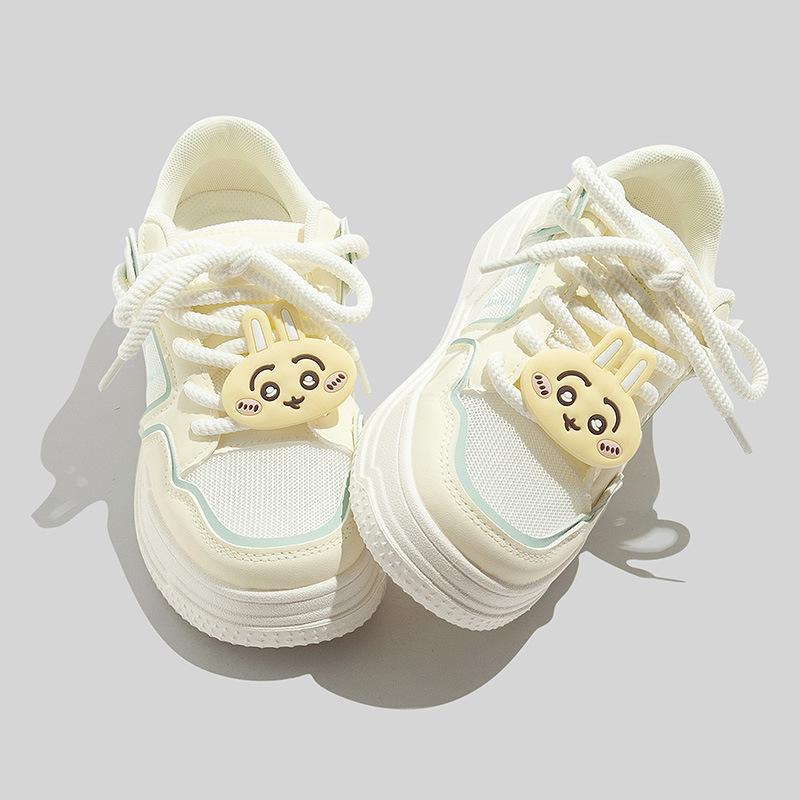 

Spring and summer mesh breathable board shoes cartoon thick-soled single shoes student casual shoes 35