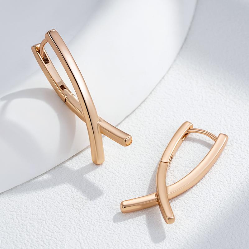 Fashion Glossy V Shape Dangle Earrings For Women Simple Rose Gold Color Earrings High Quality Daily Fine Jewelry