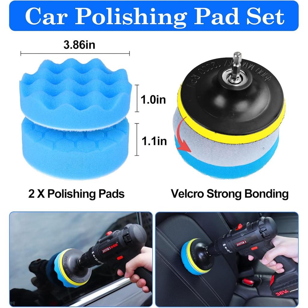 26Pcs Auto Cleaning Brush Set - Interior/exterior, Wheels Drill Brushes, Buffing Sponge Pads