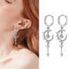 Twinkling Star Moon Floral Ear Studs With Micro Paved Zircon Accents And Lightweight Copper Construction