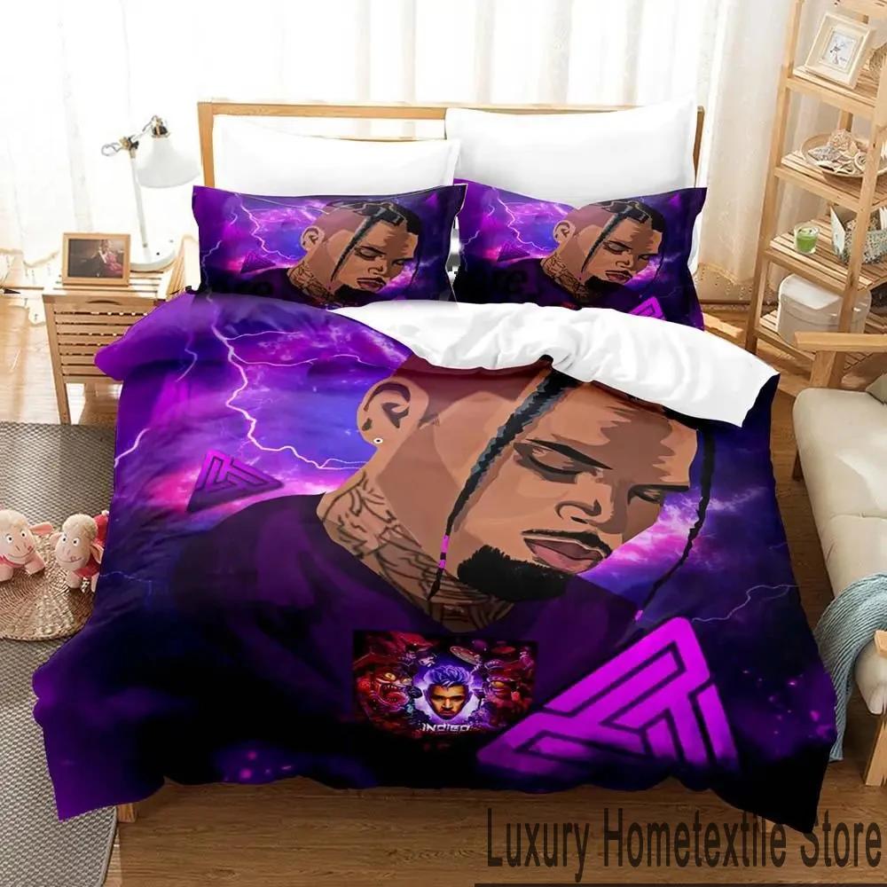 

3D Print Chris Brown Bedding Set Boys Girls Twin Queen King Size Duvet Cover Pillowcase Bed boys Adult Home Textileextile 70x133cm 2pcs
