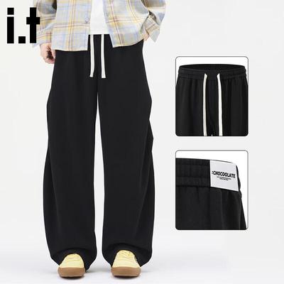 :CHOCOOLATEIT Pantalon Casual Large à Jambes Larges Dégradé Rétro pour Homme