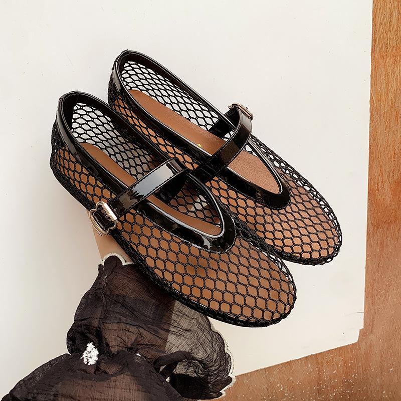 Grape Mom's New Diamond Dream Galaxy~ Rhinestone Mesh Flat Mary Jane Single Shoes Women's Ballet Shoes Dinner Shoes