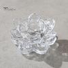 Decorative Glass Candle Holder Crystal Lotus Flower Tealight Holders, Tea Light Candlestick Decor Thick with Deep Grooved Plate, Multifunctional