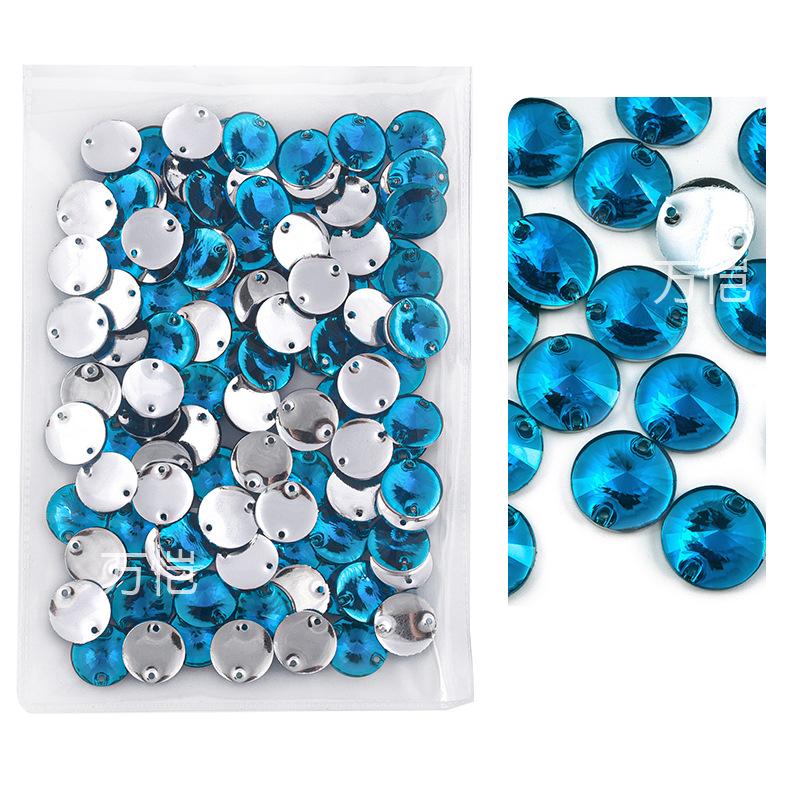 Resin Double Hole Flat Bottom Satellite Hand Seam Drill, Plated Bottom Tip Flat Buckle Diy Clothing Accessories Round Hand Seam Stone