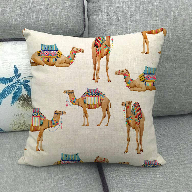 Simple Camel Pattern Collection Digital printing short plush pillow covers for car sofa office cushion cover home goods