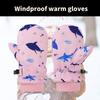 Spritzwasserfeste Fäustlinge Kinderhandschuhe Winddicht Kinder Winter Warm Schneehandschuhe Bedrucktes Walmuster Verdicken Thermofäustlinge