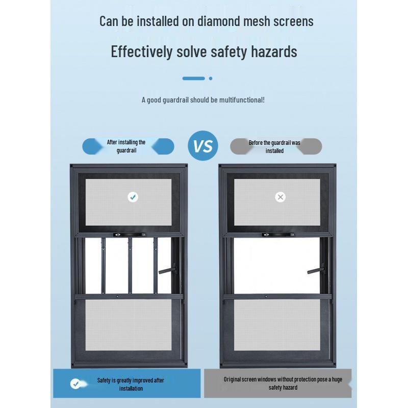 Unsichtbares Bohrloses Kindersicherheits-Fenstergeländer & Einbruchschutznetz