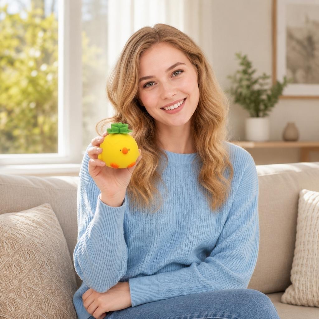 Soft Squeeze Toy Pineapple Chick Shape Stress Relief Toy Durable Material Safe for Kids and Adults Suitable for Sensory Play and Relaxation