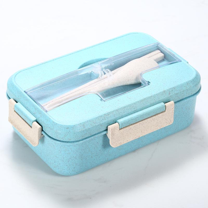 

Ланч-бокс с ложкой палочками для еды пшеничная солома столовая посуда контейнер для хранения еды для детей школьный офис коробка для бенто