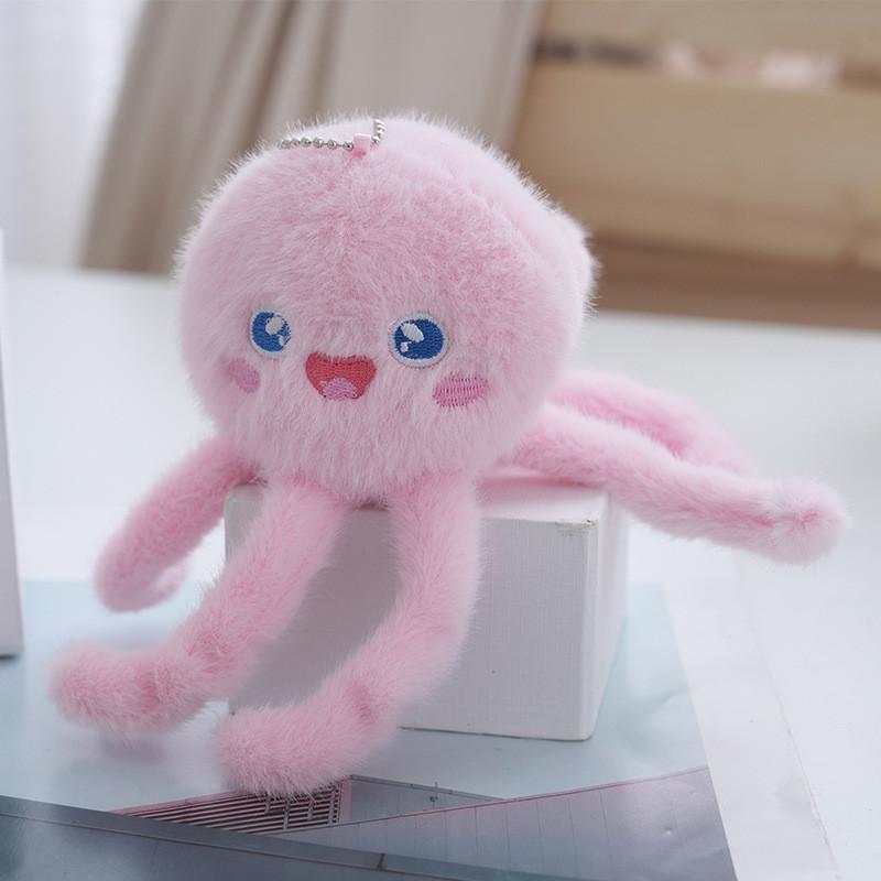 Entzückender Niedlicher Plüsch Ozeantier Quallen Schlüsselanhänger Weiches Spielzeug für Taschen