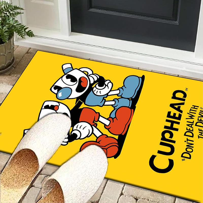 Cup-head And Mugman Adventure Office Rug Chair Mat, Game Carpet, Suitable for Front Door, Bedroom, Living Room, Desk, Holiday Gift