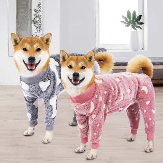 Bobasndm Rollkragen Hunde Kleidung Pyjama, Herbst Winter Hunde Jumpsuit Mantel, Winter Weiche Warme Flanell Pyjama