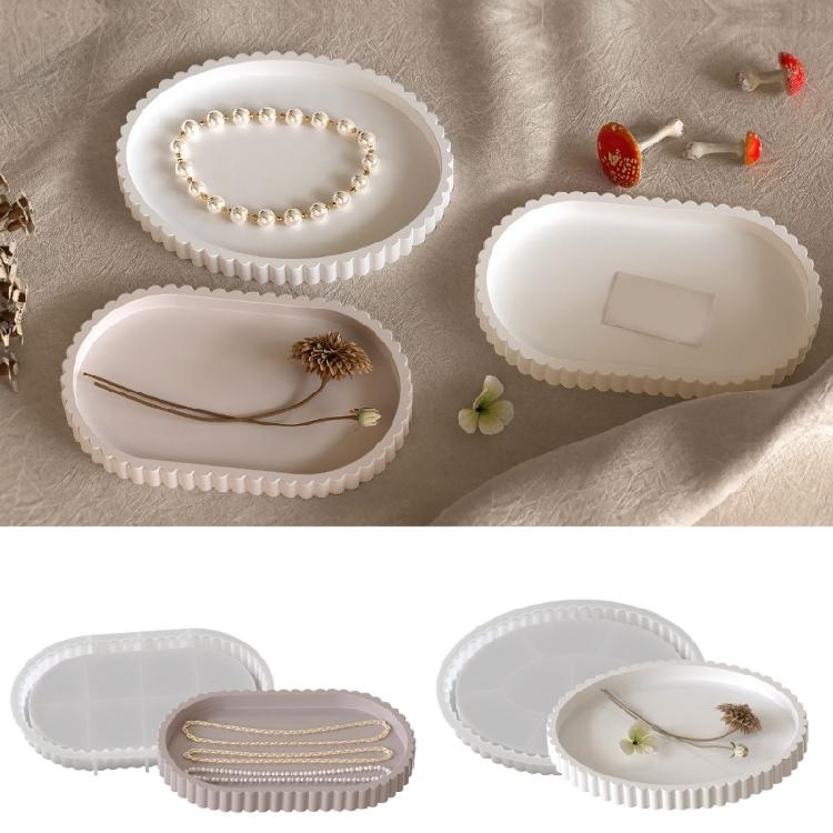 Oval Coasters and Jewelry Trays Mold Creative Striped Oval Resin Mold For Handmade Jewelry And Trinkets Storage Box