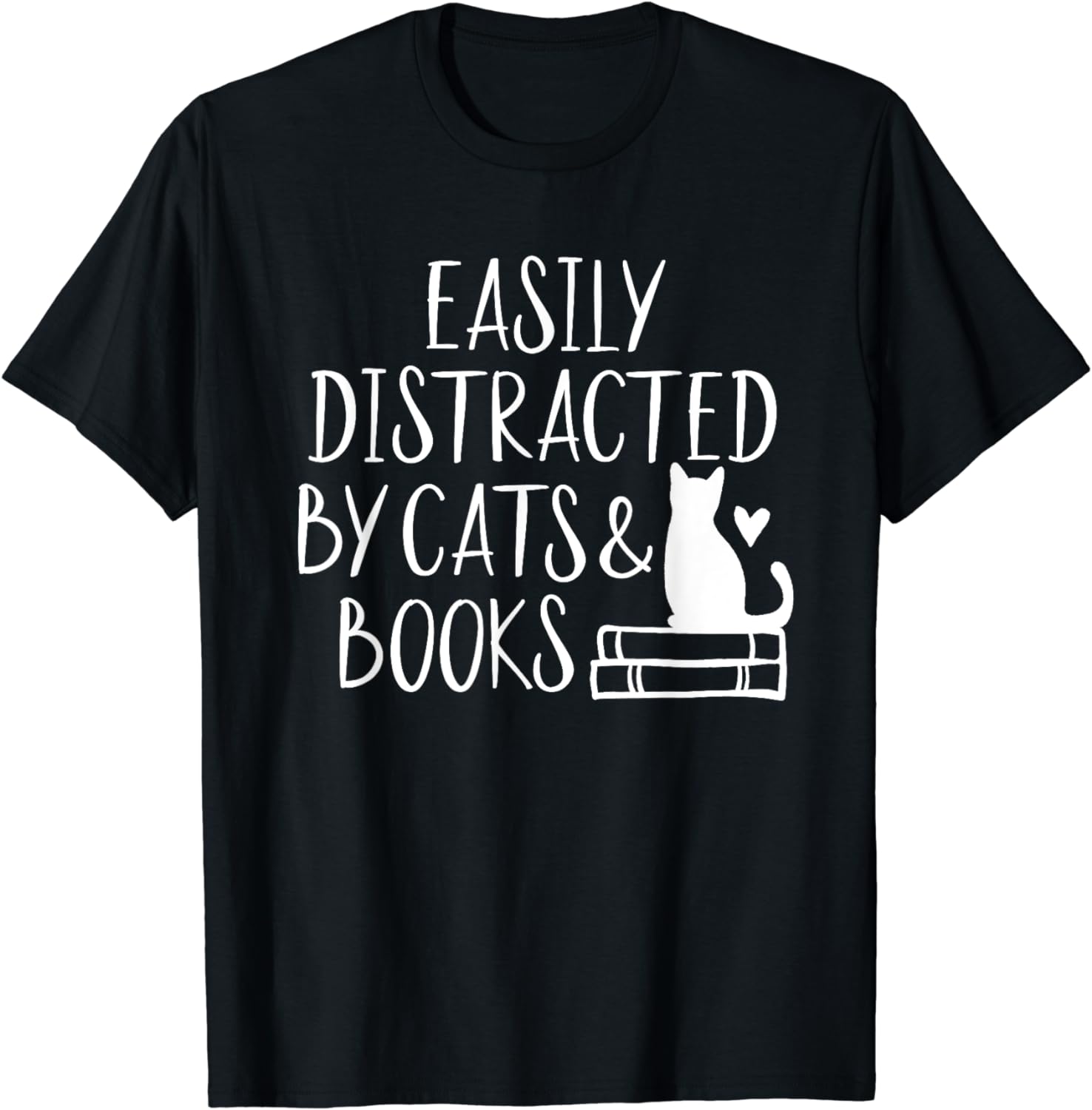 

Retro Style Easily Distracted By Cats and Books Cute Book Lover TShirt Unisex Style Shirts for Women Men Clothing Streetwear S