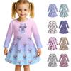 Kids Girls Casual Daily Dress Cute Cartoon Print Long Sleeves Dance Wear Princess Dress  2-12 Years