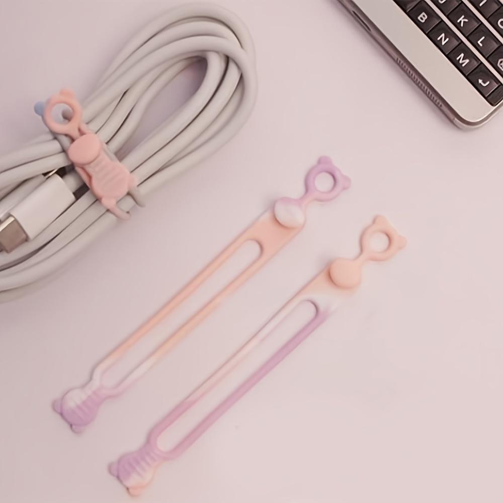 6pcs Silicone Cable Ties,Cord Organizer,Cable Straps,Reusable Cord Ties,Travel Cable Organizer ,Cute Elastic Tie, Wire Ties