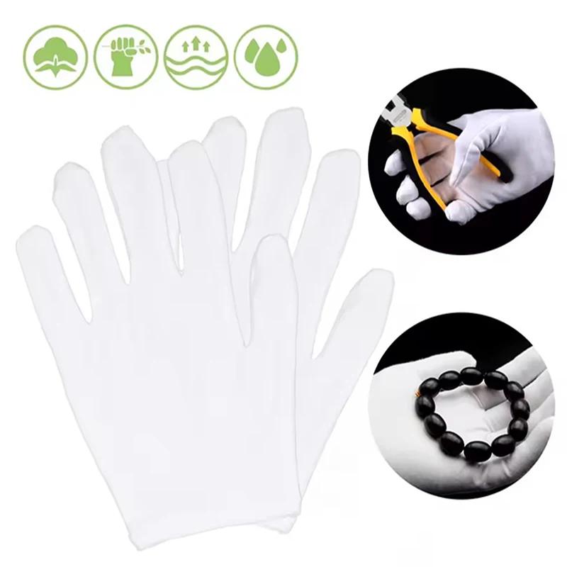 10Pcs White Cotton Work Gloves for Dry Hands Handling Film SPA Gloves Ceremonial High Stretch Gloves Household Cleaning Tools