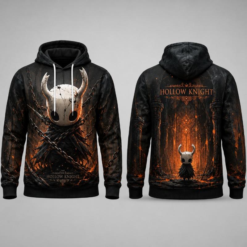 Mens Dark Fantasy Pure Vessel Knight 3D Print Hoodie Polyester Pullover Long Sleeve Gothic Gamer Streetwear Sweatshirt