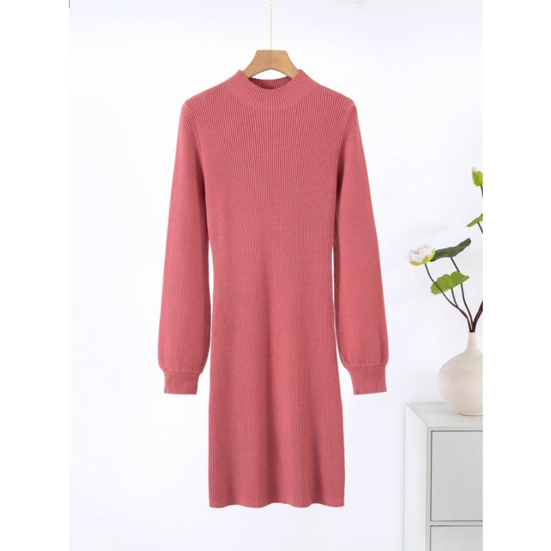 Vestidos de cuello alto de punto ajustado para mujer