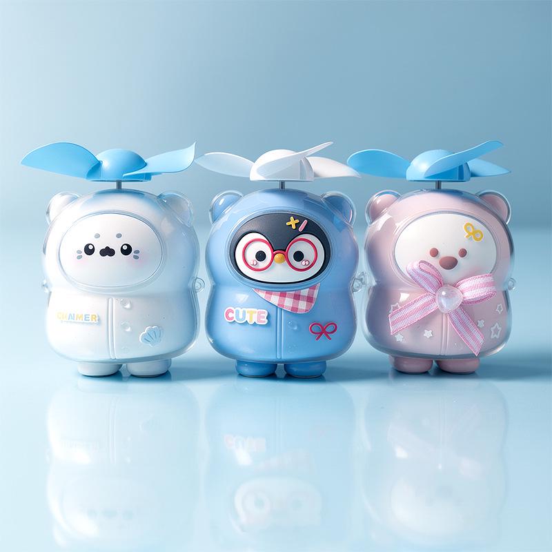New USB Rechargeable Silent Handheld Cartoon Mini Fan for Kids and Students