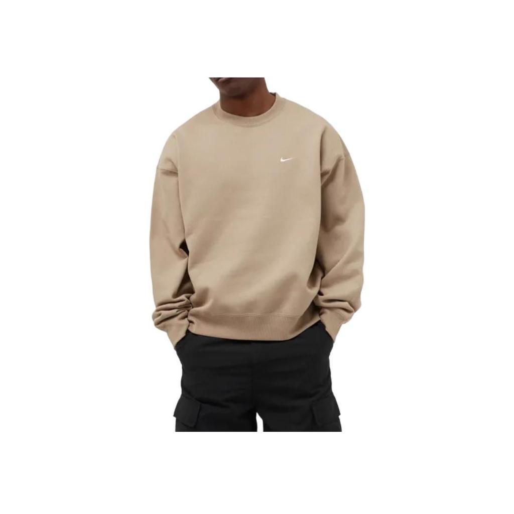 Nike Solid Color Crew Neck Loose Fit Long Sleeve Sweatshirt Men Tops Light-Brown CV0554-247