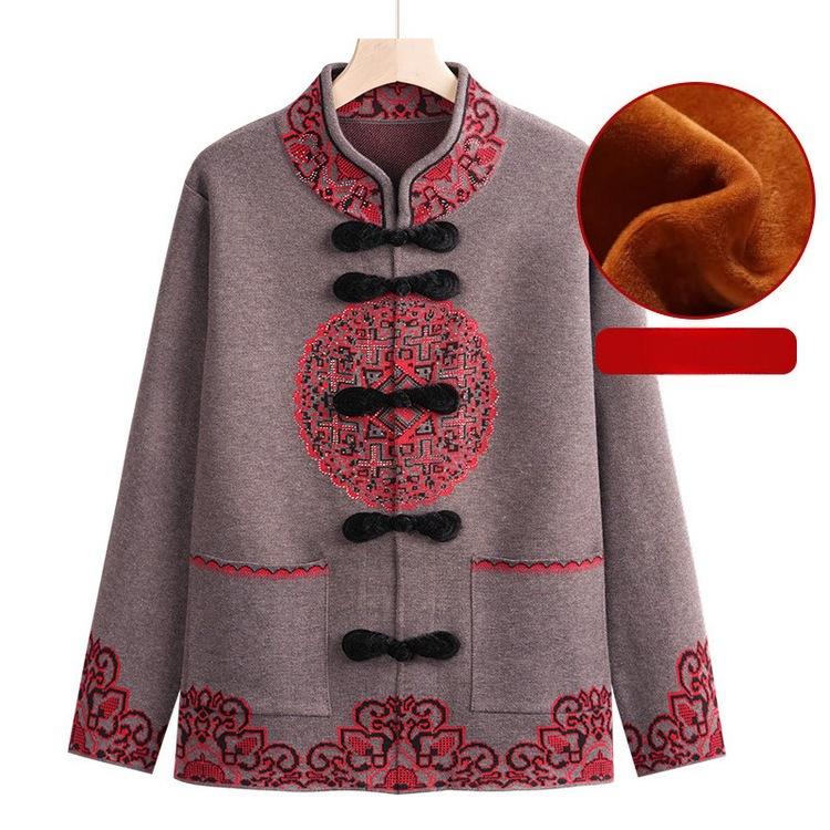 Women Knitted Tops Mothers Spring and Autumn Clothes Red Sweater New Year Clothes Early Spring New Style New Year Greetings Clothes