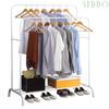Metal clothes hanger standing hall wardrobe solid shelf large