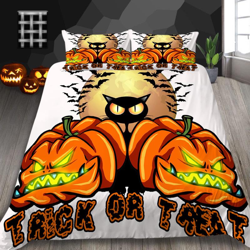 

Holiday Decoration Series Quilt Cover Pillowcase Two Or Three Piece Polyester Halloween 3D Digital Printing EU single 135*200