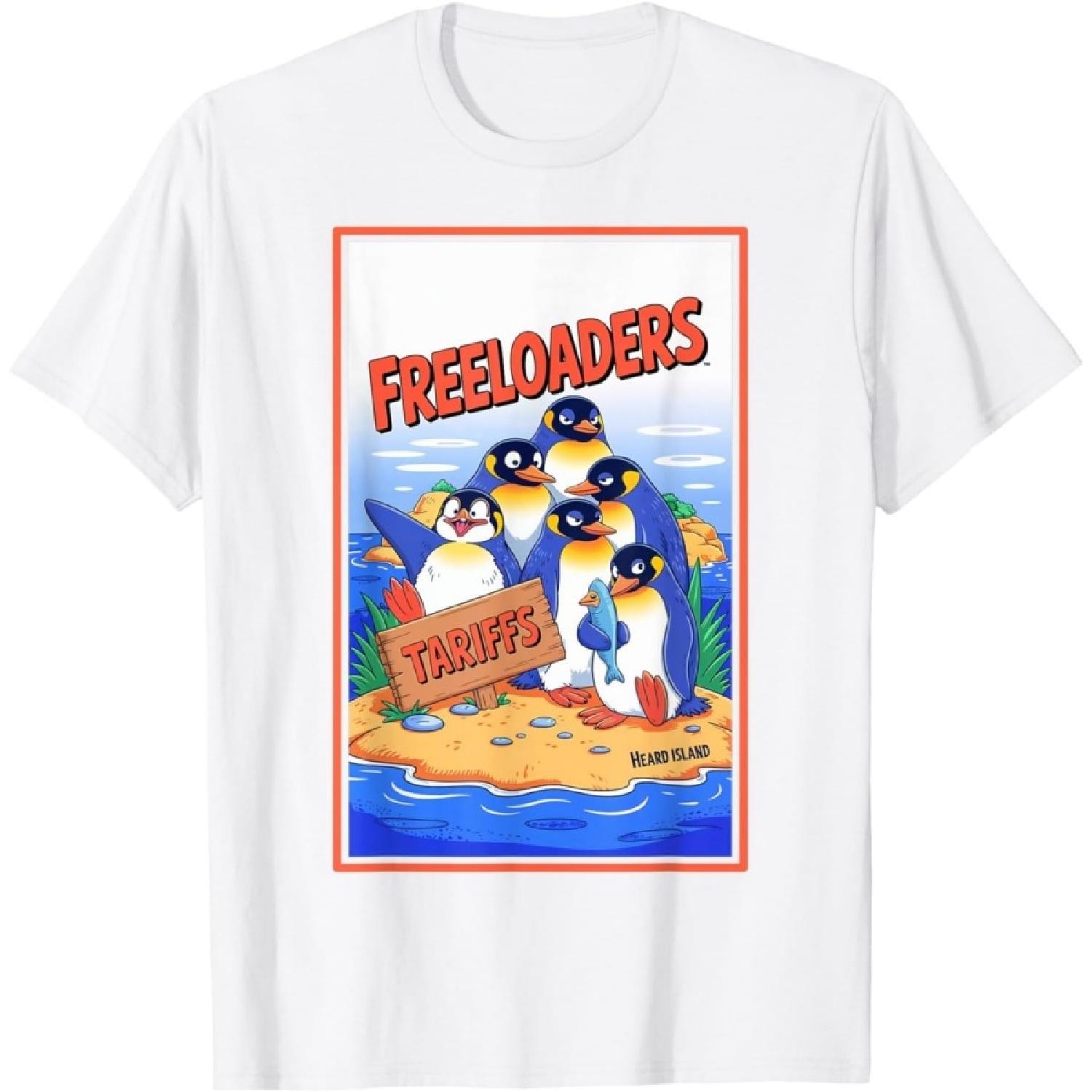 HUYTEDX Funny Political Injustice Tariffs Heard Island Penguins T-Shirt XXXXXL белый