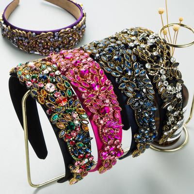 Luxury Baroque Colorful Shiny Rhinestone Headbands Fashion Hair Accessories Women Trend Party Hairband Girl Hair Band Headwear