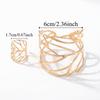 Stylish Hollow Leaf Bangle Elegant Retro Jewelry Set Trendy Open Bangle Ring Set  Women