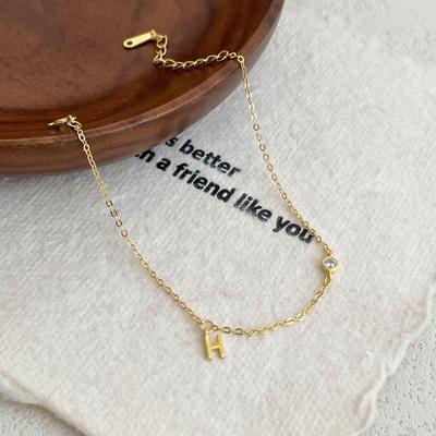 Bracciale Lettera H con Diamanti in Argento Sterling S925 e Oro 18K - Stile Chic, di Alta Gamma per Donne