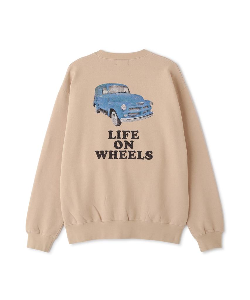 Schott LIFE ON WHEELS CREW SWEAT Men's L 040 Beige 782-4232002