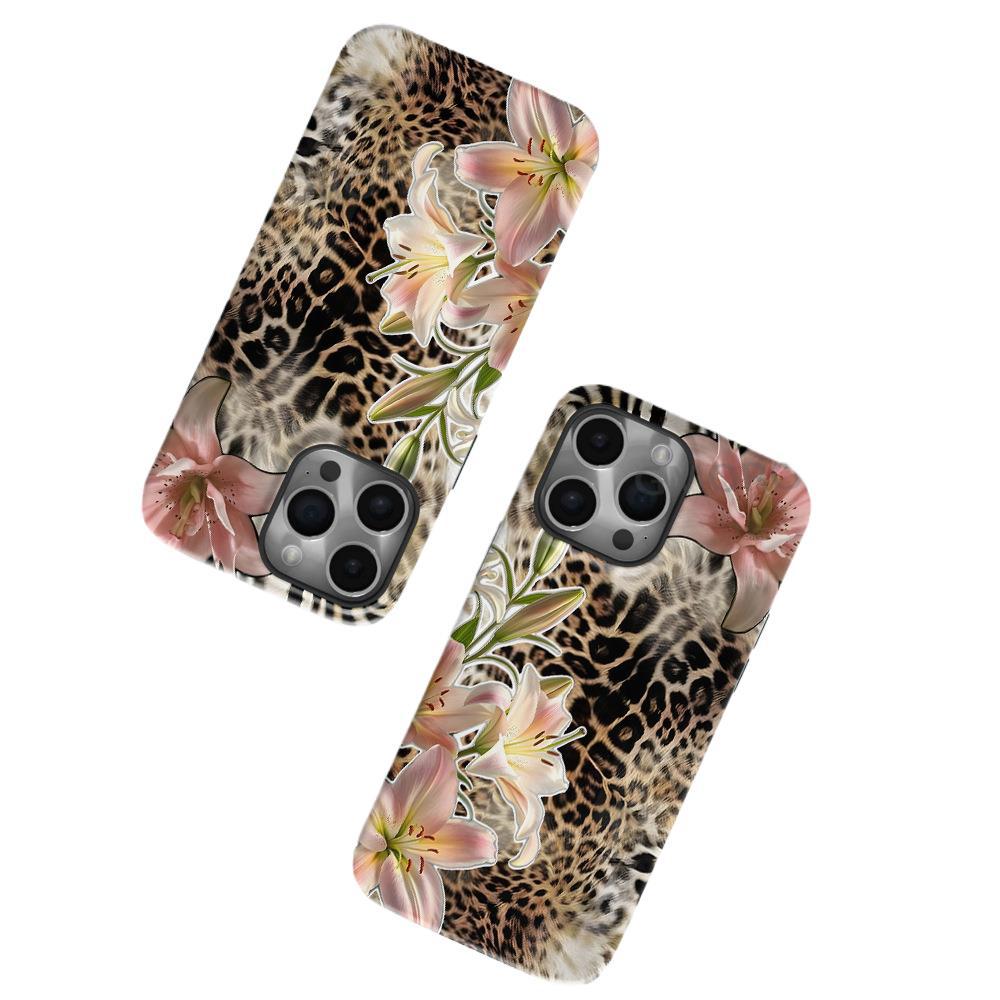 Hot-selling Apple Mobile Phone Case In Europe and America, Leopard Print Lily Mobile Phone Protective Case iPhone17/16E Anti-drop Protective Case