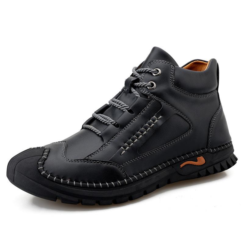 Autumn and winter 2 new high-top men s Martin boots leather large size hand-stitched 38