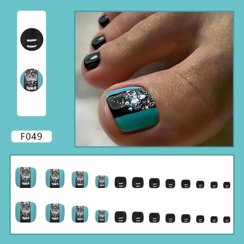 Chic French Diamond Flash Toenail Art: Sweet & Cool Fake Nails for Feet