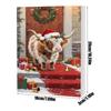 2025 Christmas Advent Calendar 24 Days Countdown 2D Acrylic Highland Cow Pendant Ornament for Car Home Window Decor Xmas Decor