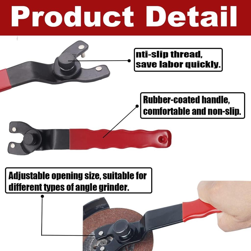 High Carbon Steel Adjustable Wrench for Angle Grinder, Universal Adjustable Wrench for Grinding Machine, Red Color
