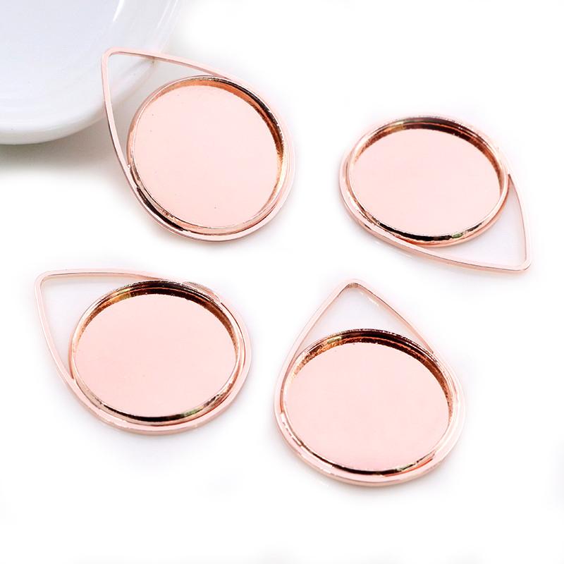 

10pcs 20mm Inner Size Silver Plated Bronze Black Plated Gold Material Drop Style Handmade Cabochon Bases Cameo Base Pendant розового золота